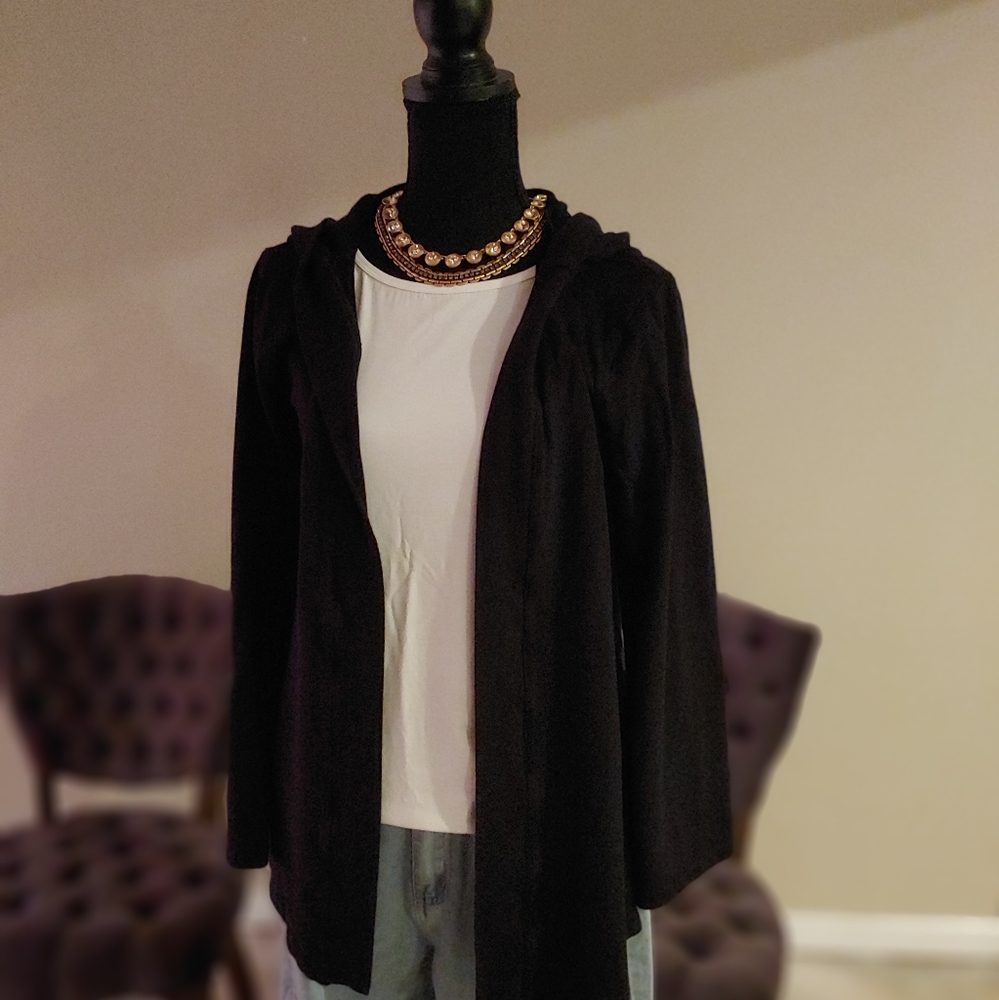 Bell sleeve cardigan w/ hoodie